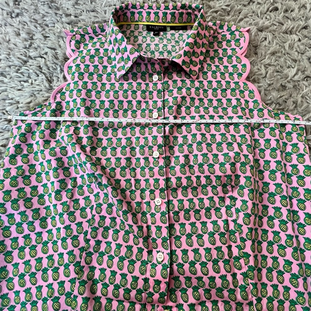 Talbots Pink and Green Pineapple Blouse - Picture 7 of 8